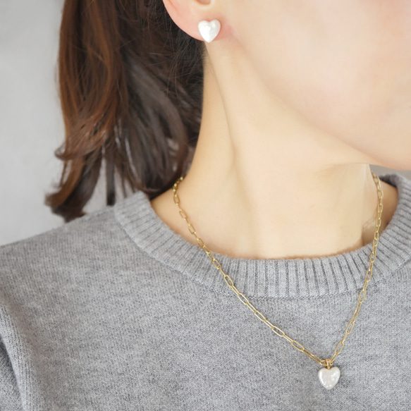 【ワケありな逸品】淡水パールハートネックレス　ゴールド　サージカルステンレス　アウトレット 5枚目の画像