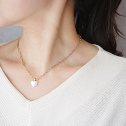 【ワケありな逸品】淡水パールハートネックレス　ゴールド　サージカルステンレス　アウトレット 2枚目の画像