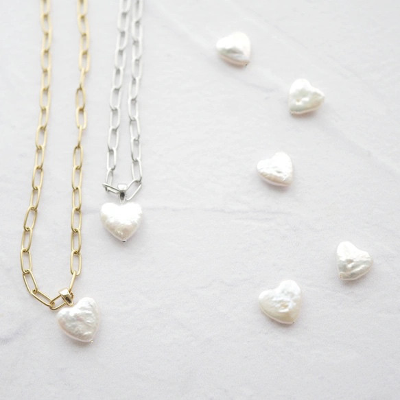 【ワケありな逸品】淡水パールハートネックレス　ゴールド　サージカルステンレス　アウトレット 1枚目の画像