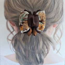 サッと可愛く♪インド刺繍リボン 小さめバンスクリップ まとめ髪 ヘア