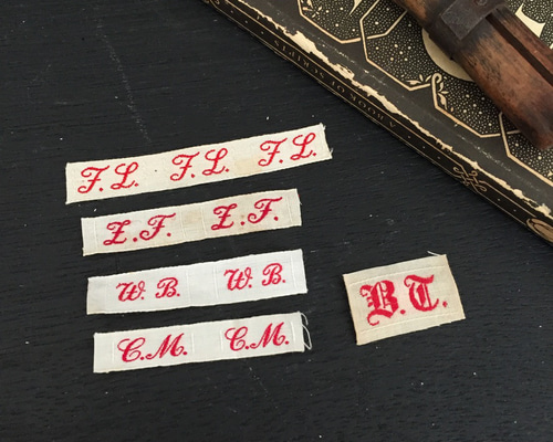 アンティークドイツイニシャルテープ 数字タグ ナンバーラベル 刺繍