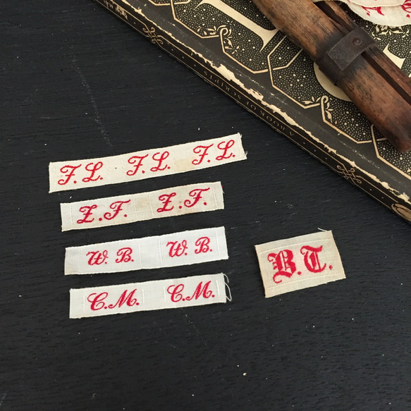 アンティークドイツイニシャルテープ 数字タグ ナンバーラベル 刺繍