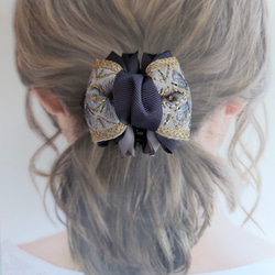 大人可愛い♪インド刺繍リボン 小さめバンスクリップ まとめ髪 ヘア