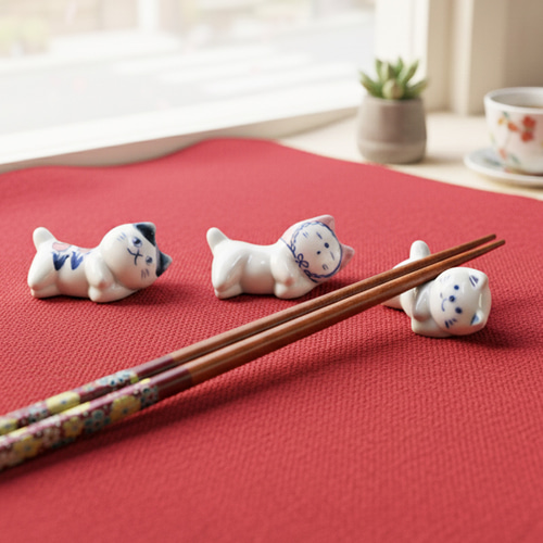 手描きねこ箸置き 3柄組【瀬戸焼】 箸・箸置き hama kitchen 通販