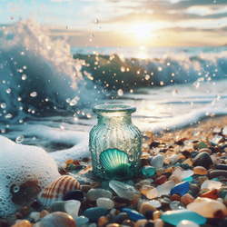 メロン色のクリームソーダ〉シーグラスアート その他アート moon 通販