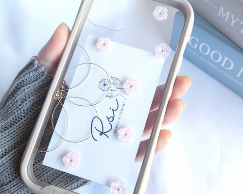 淡色フラワー✕ワイヤーフラワー】iPhoneケース iPhoneケース・カバー 