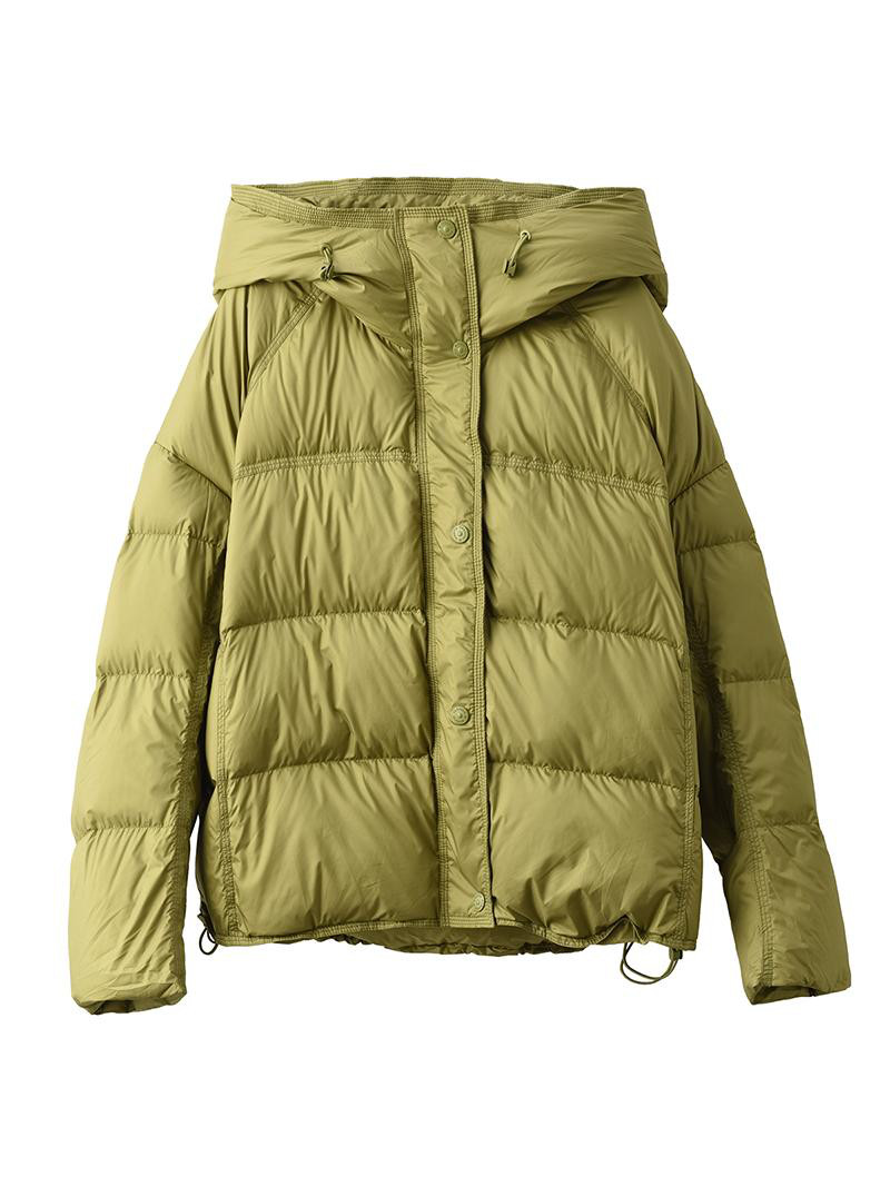 ウィンターファッション 90% 白アヒルダウンフード付き厚手コート レディース ドローコード裾保温ふわふわダウンジャケッ