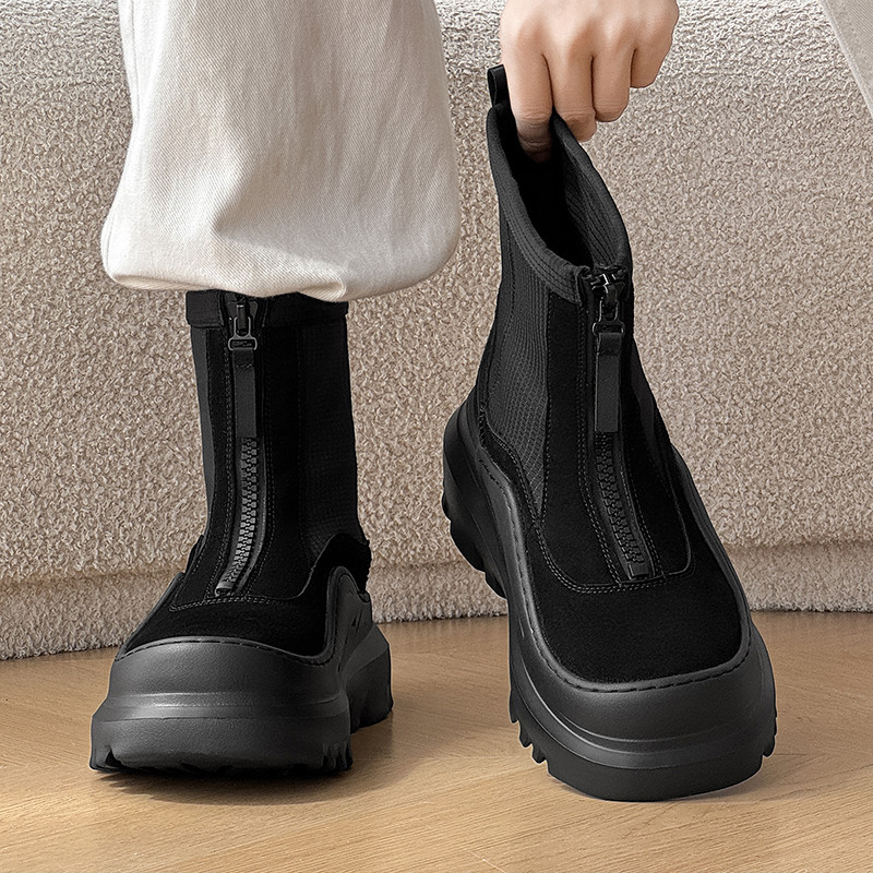 冬のギャザー入り暖かいスノーブーツ男女厚底カップル用アウトドアカジュアル東北大綿靴防寒マーチンブーツ