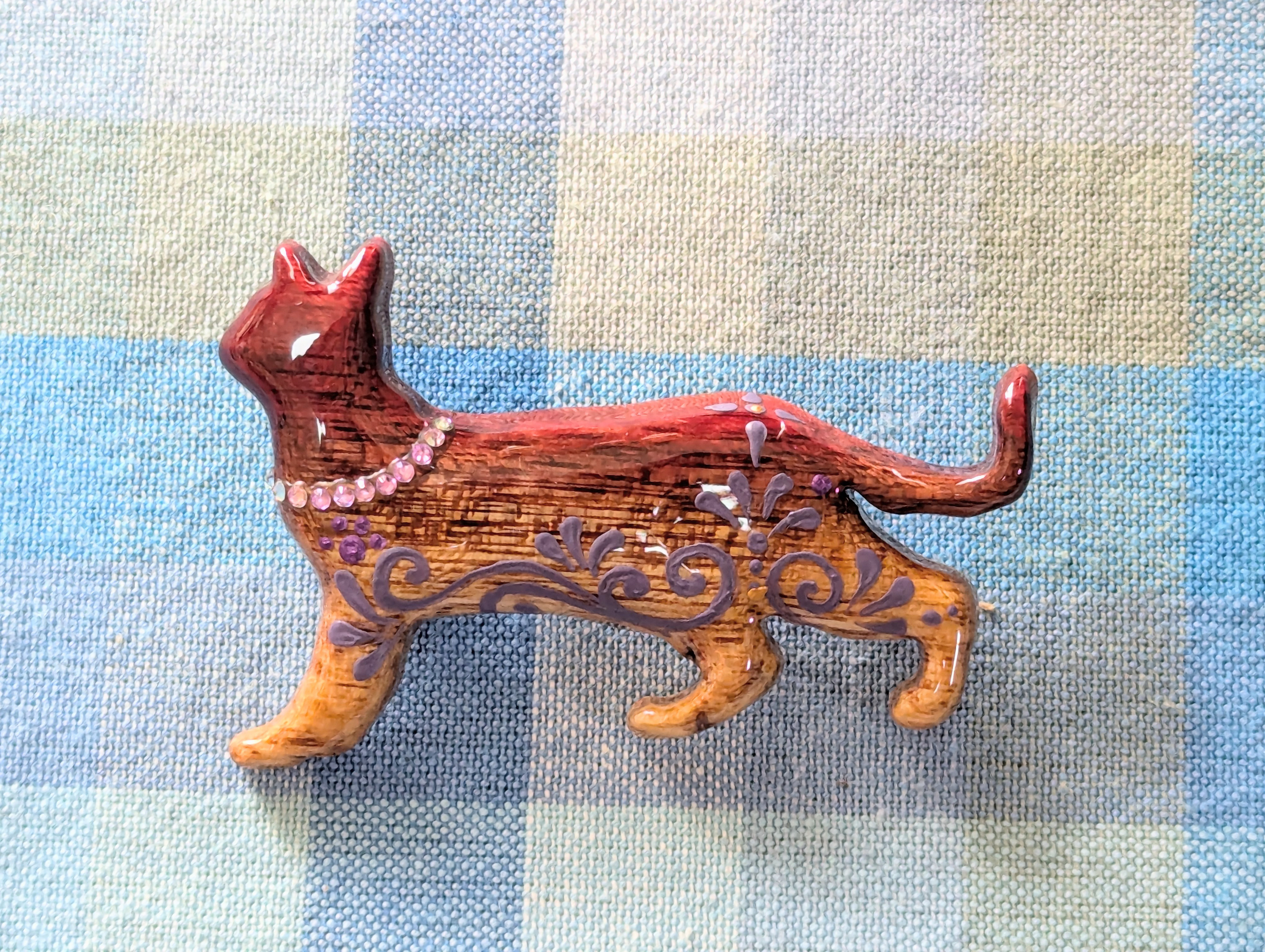 木製　ブローチ　手描き　（　ねこ　）