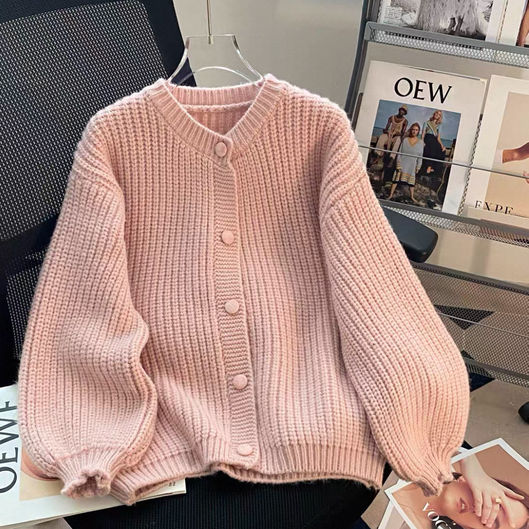 大人が着たいお洒落なカーディガン、前開きニットセーター、ジャケット、手編み毛糸厚模様 秋冬限定 厚手