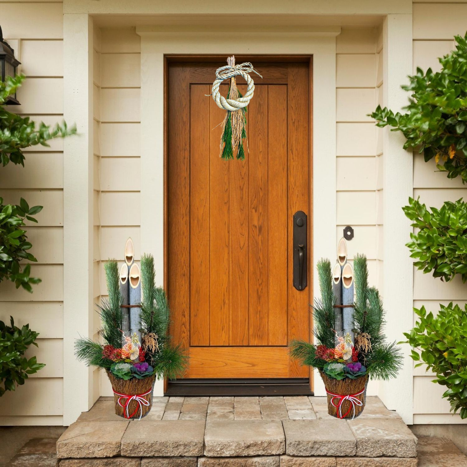 NEKOMI 新作　正月飾り しめ縄【雅シリーズ】特大雲流稲穂松