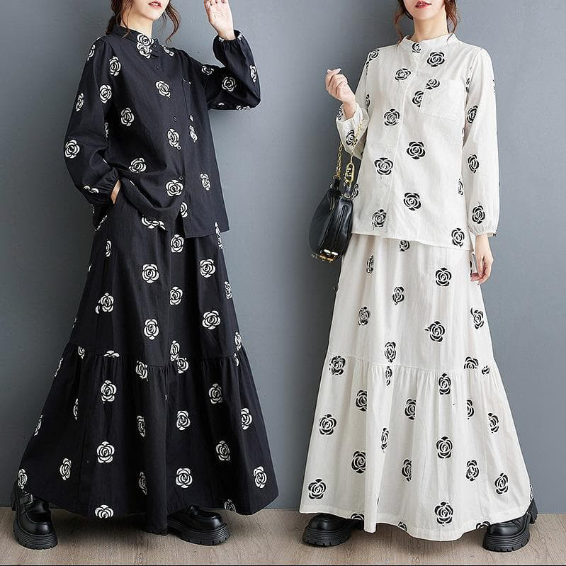 セットアップ　スカート　大きいサイズ レディース 秋冬　春 新品 長袖　花柄