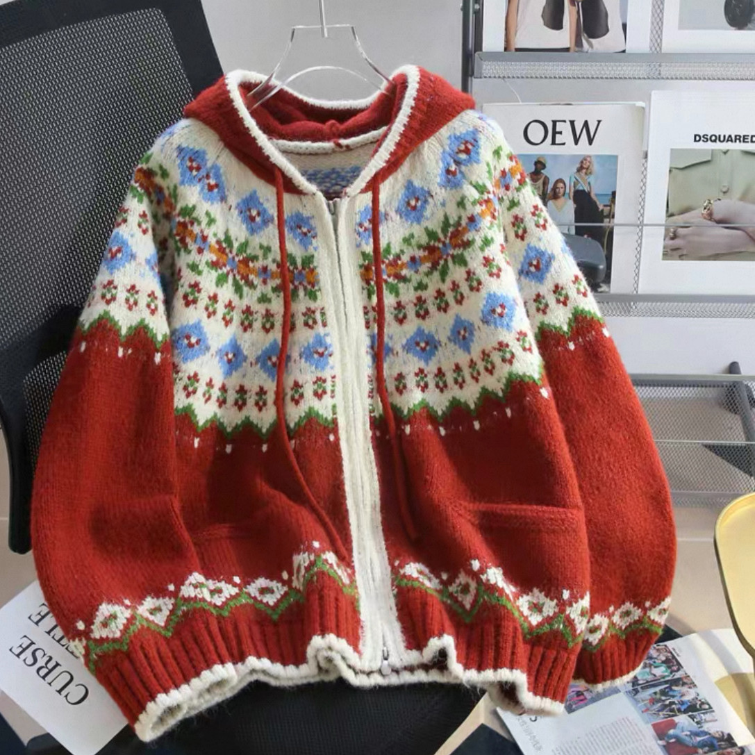 大人が着たいお洒落なカーディガン、前開きニットセーター、ジャケット、手編み毛糸厚模様 秋冬限定 厚手