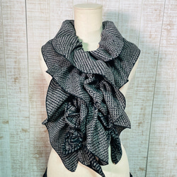 着物リメイクストール 着物リメイク＊正絹箔置き小紋ふわふわ＆ひらひらギャザーストール