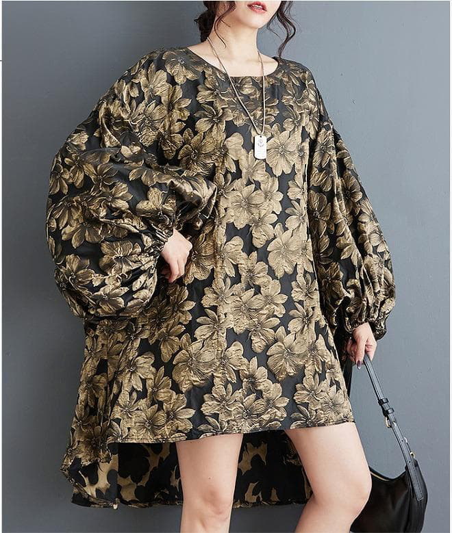 パフスリーブ　大きいサイズ レディース 秋冬　春 ジャガード　 長袖