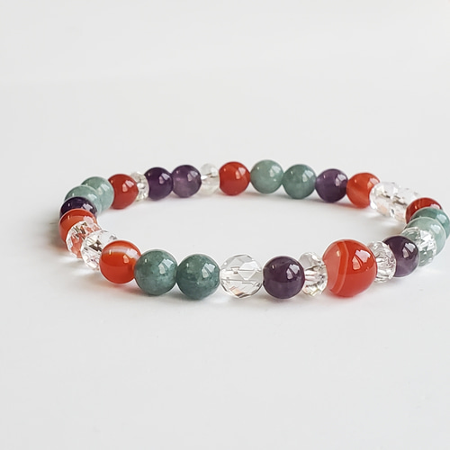 翡翠×サードオニキス×アメジストの天然石ブレスレット＊お守り