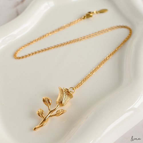 ローズネックレス / 薔薇モチーフ ネックレス ステンレス製 金属