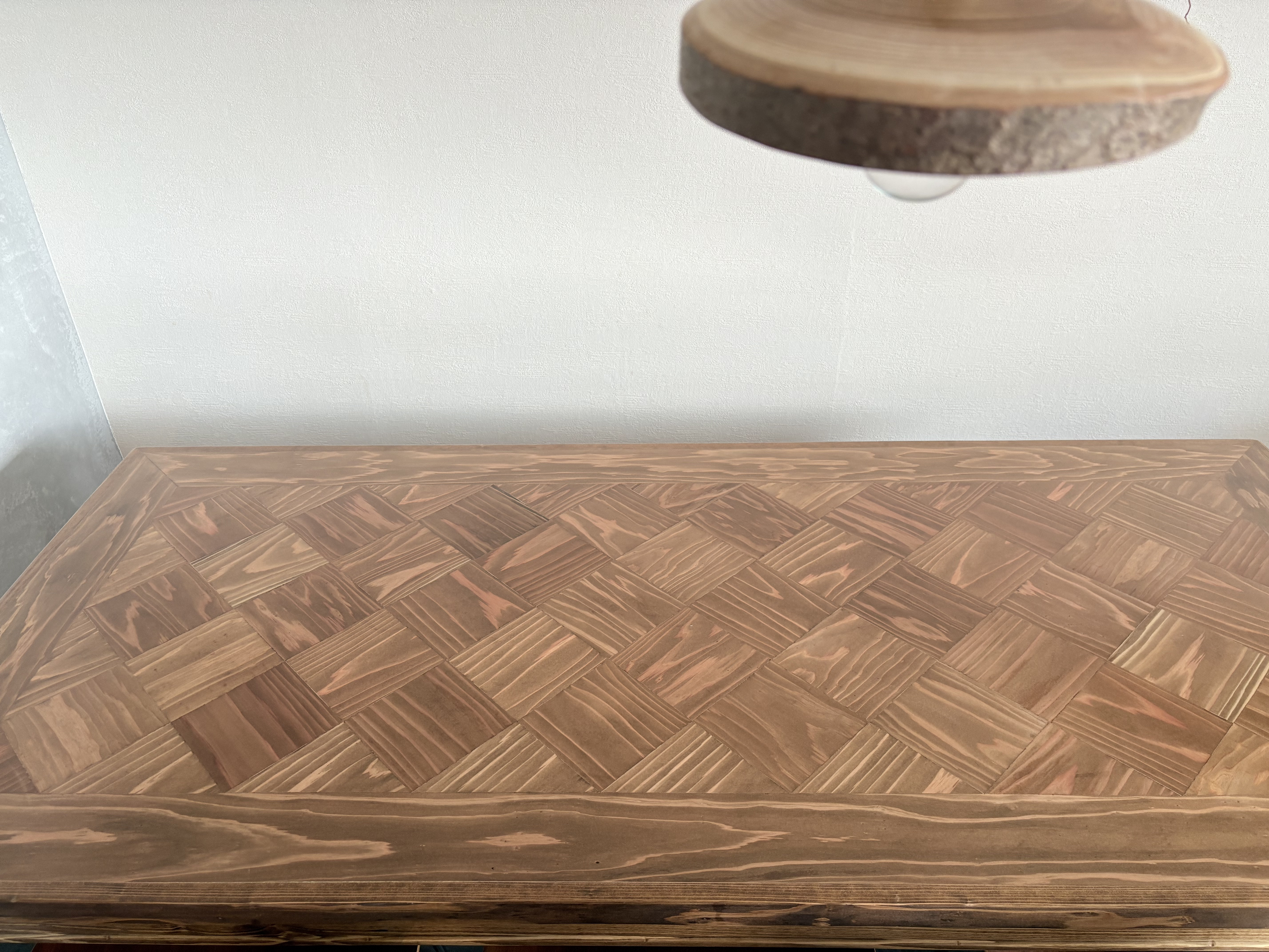 パーケットリーテーブル【寄せ木市松模様】ダイニングテーブル1860×840×700サイズオーダー可能