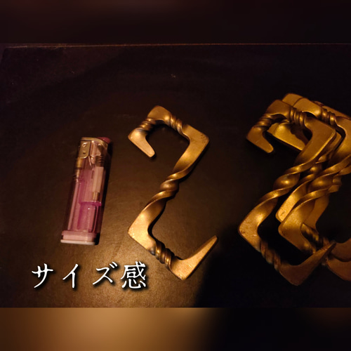 S字フック 5個セット 真鍮ブラシ磨き キャンプ キャンプギア ランタン