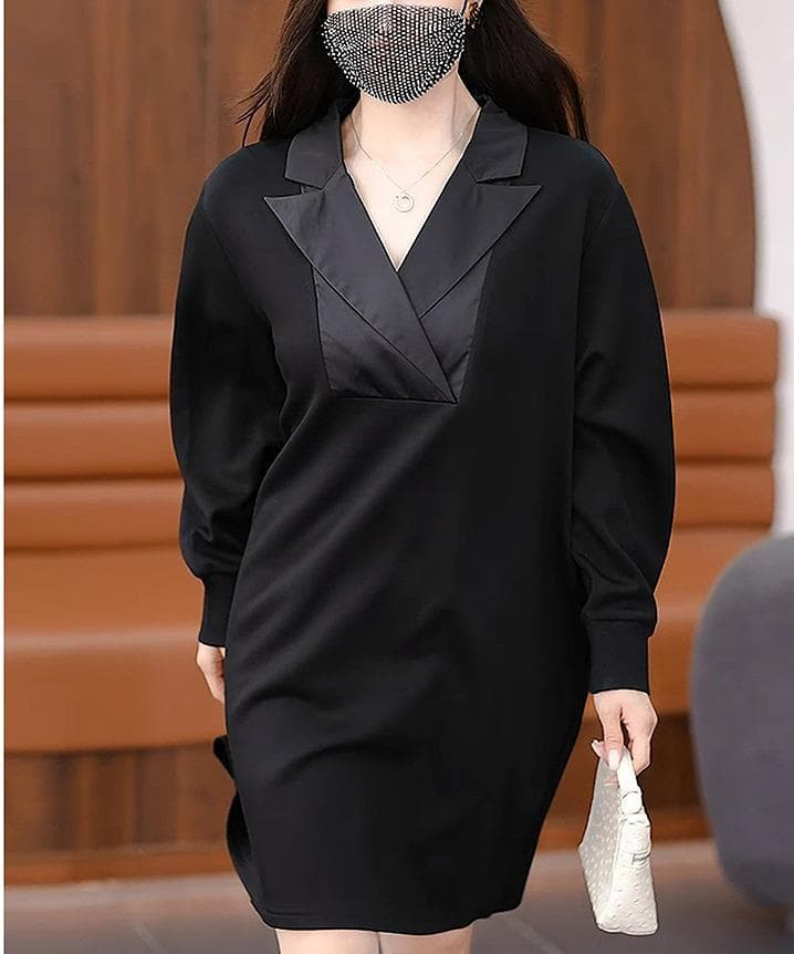 大きいサイズ レディース 秋冬　ワンピース　シャツ　春 新品 長袖　Vネック