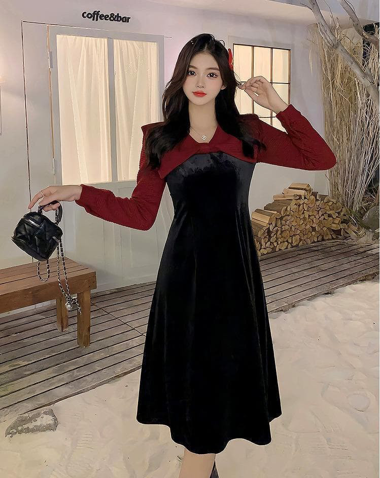 大きいサイズ レディース ワンピース　春 秋冬 新品 長袖　レッド　赤