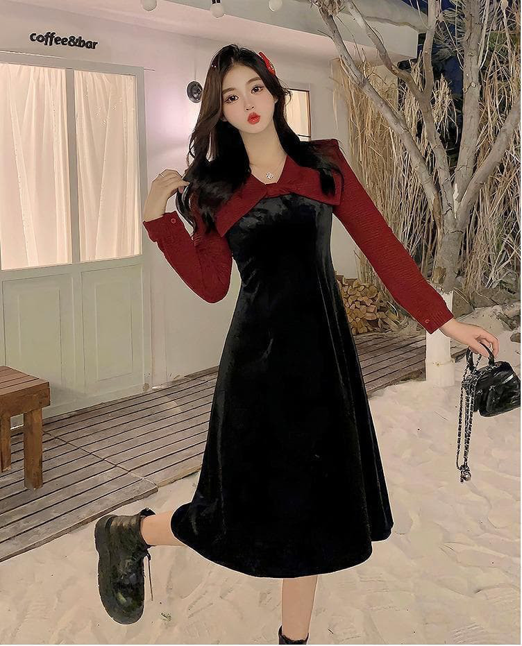 大きいサイズ レディース ワンピース　春 秋冬 新品 長袖　レッド　赤