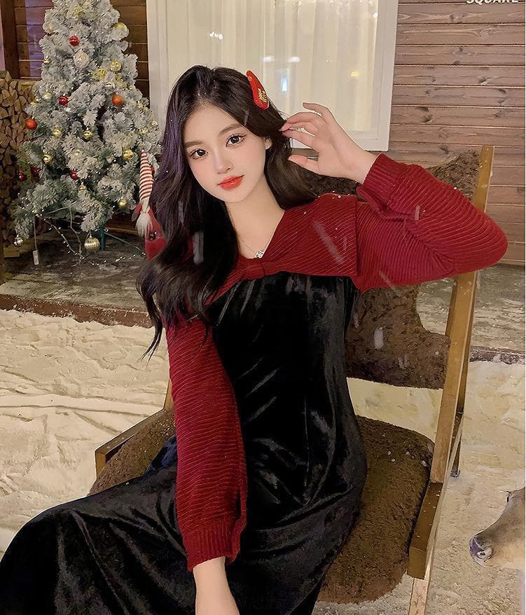 大きいサイズ レディース ワンピース　春 秋冬 新品 長袖　レッド　赤