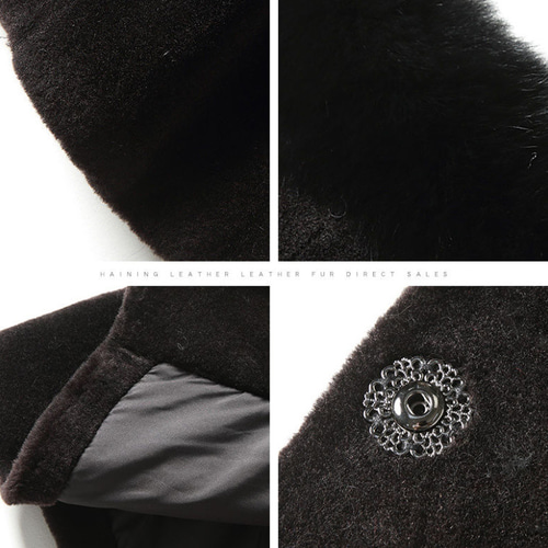 新品限定☆最高級フォックスファー襟付き羊毛ロングコート帽子付 黒