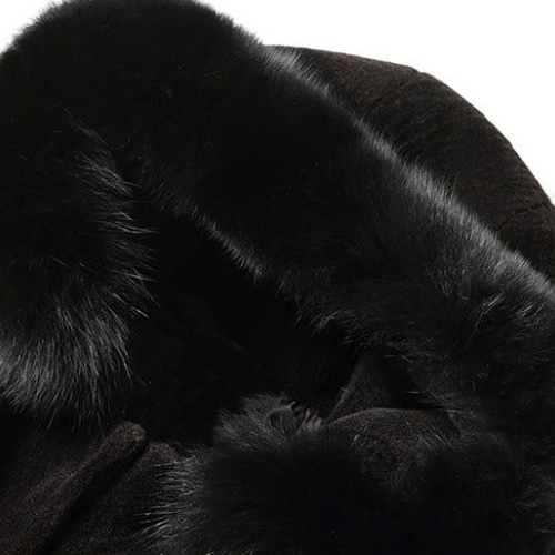 新品限定★帽子付★最高級★フォックスファー襟付き羊毛ロングコート 黒毛皮、ファー 新品限定☆最高級フォックスファー襟付き羊毛ロングコート帽子付 黒