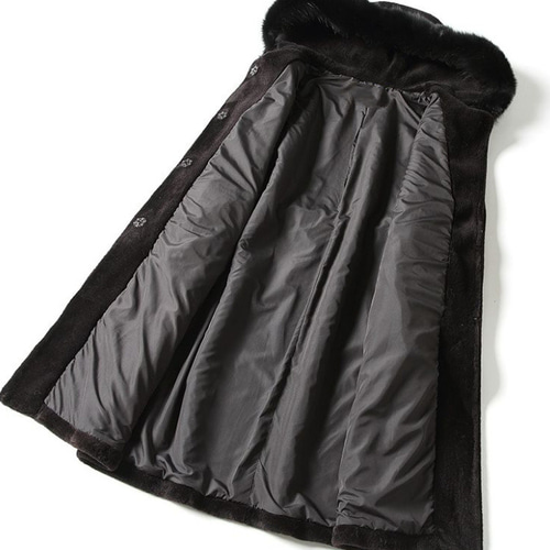 新品限定☆最高級フォックスファー襟付き羊毛ロングコート帽子付 黒