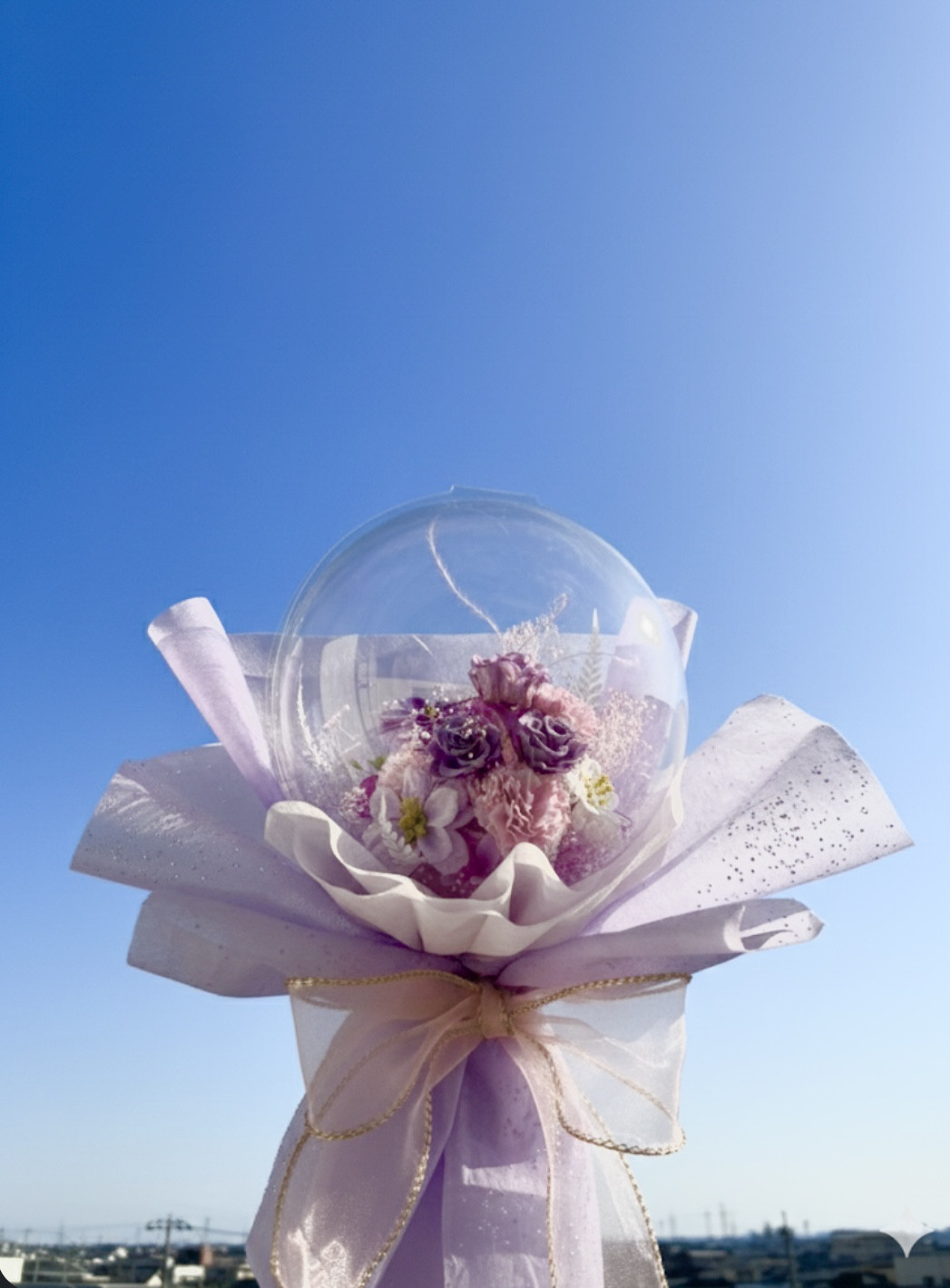 韓国バルーンフラワーブーケパープル♡誕生日プレゼント