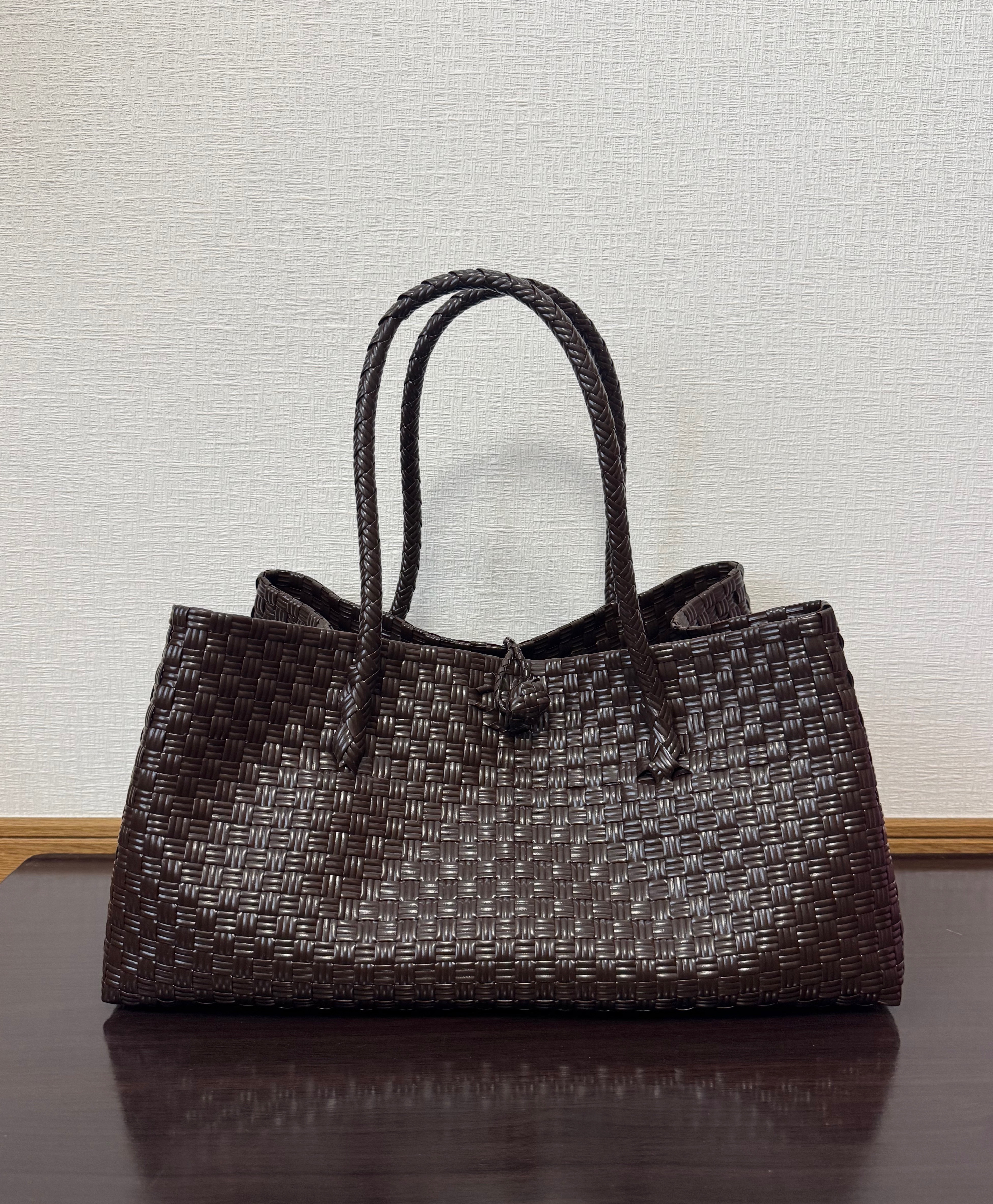 まるごと洗えるバッグ　プラカゴ　メルカド　トートバッグ　横長タイプ　パサールバッグ　ブラウン