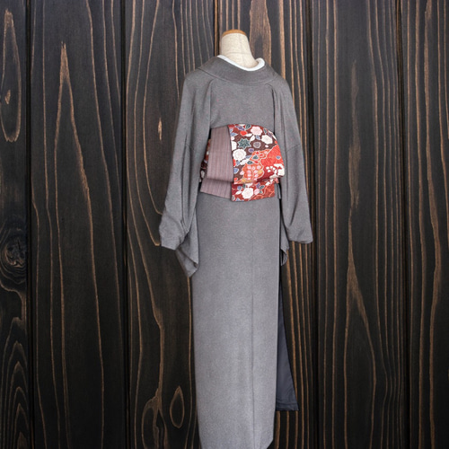 着物反物* 辻ヶ花と灰紫縞 大人の兵児帯 半幅帯 長尺470cm 和装小物