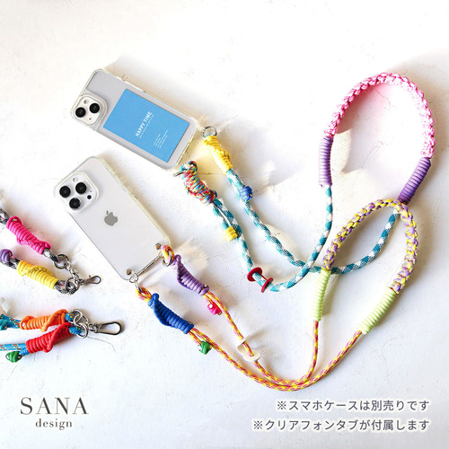 わ*し様 カラコラム　ストラップ　アンクル　トゥ　美品 2wayキャンディカラー カラフル ストラップ マクラメ 編み 落下防止 紐