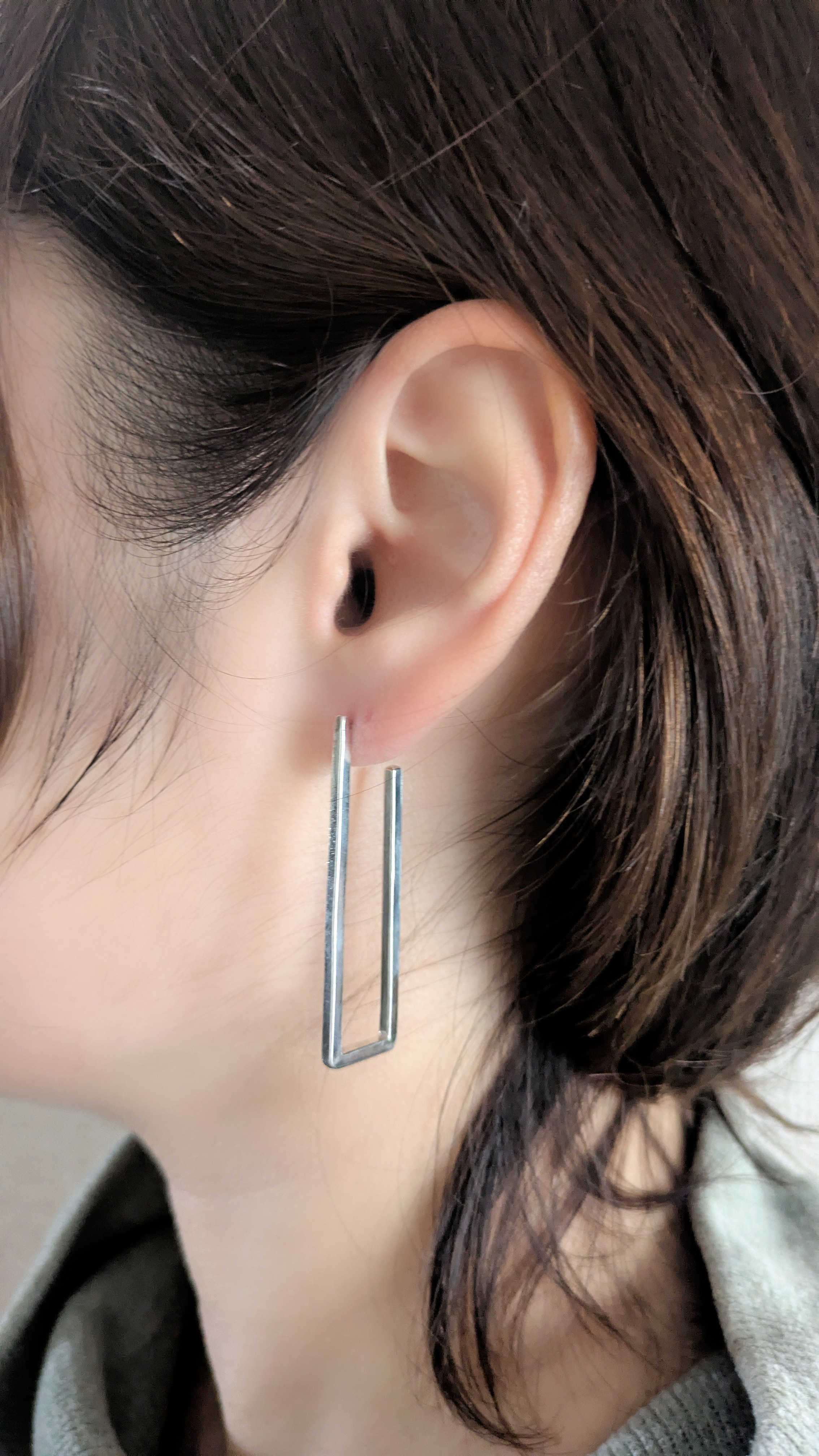 Silver950｜Rectangular Line ピアス