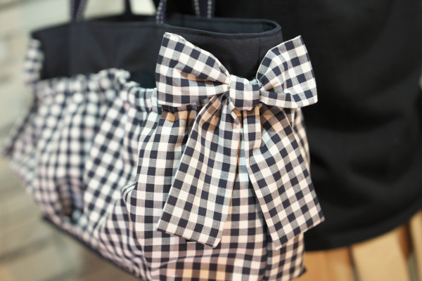 両サイドリボンギンガムチェックのトートバッグNO.200002