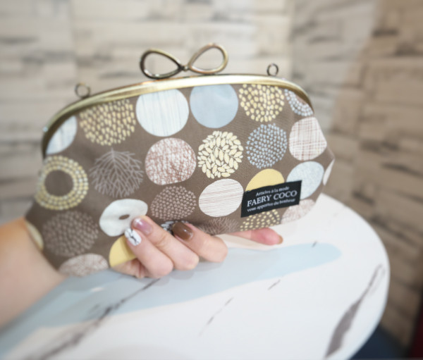 親子がま口 長財布風ポーチ｜リボン金具＆北欧テキスタイル／収納力抜群NO.600009