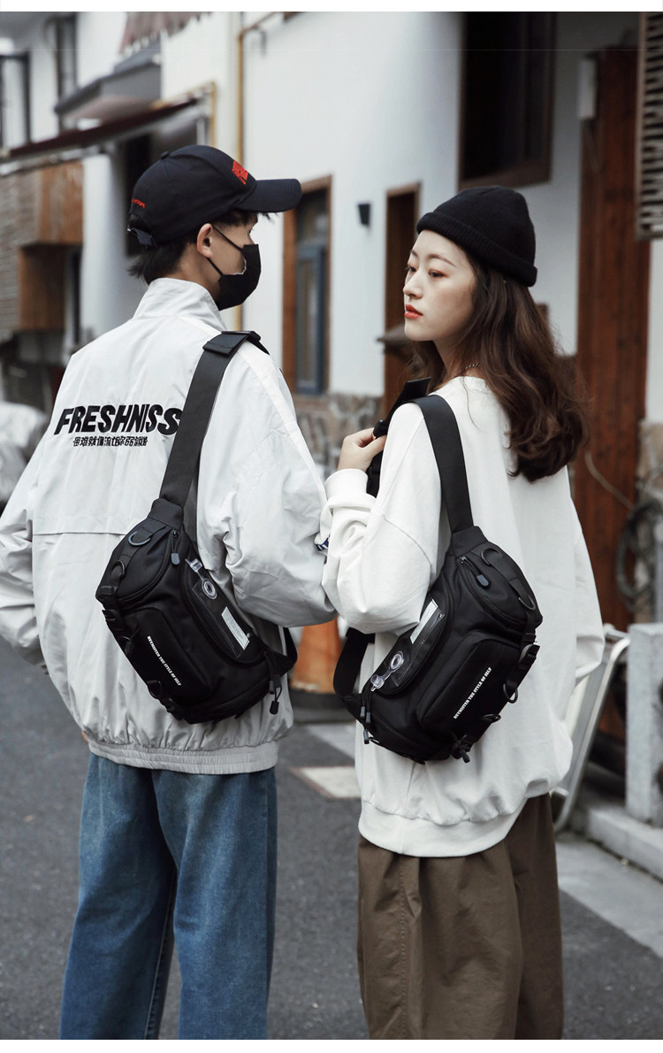 超人気ファッション男性の胸もとバッグ新青年男性バッグオールインワンスポーツポーチショルダーバッグカップルバッグ