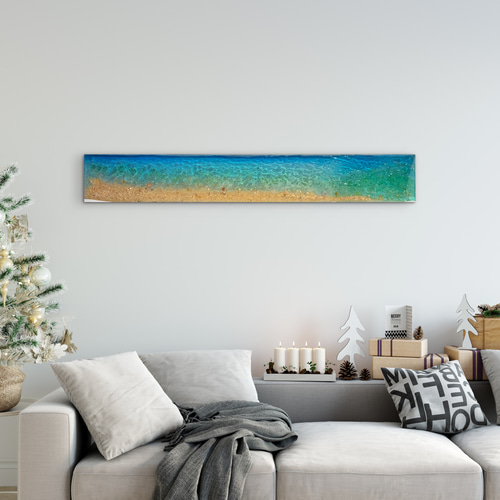 現品販売 ビーチ波紋アートパネル 壁飾り 100×15 レジンアートパネル