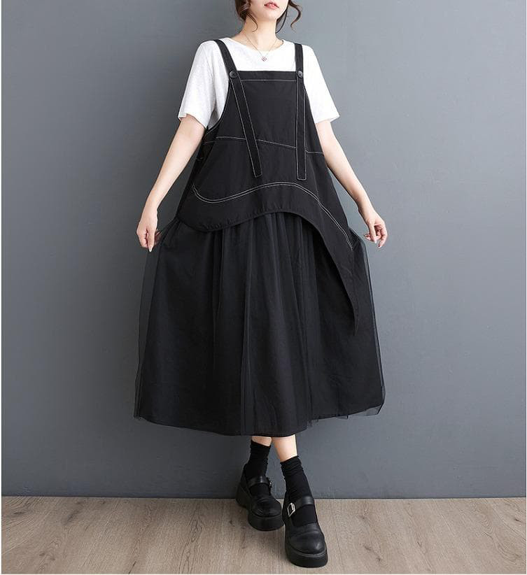 大きいサイズ レディース サロペット　ワンピース　春夏 秋 新品 ブラック