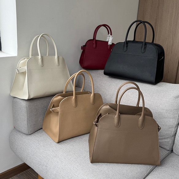 シボ加工牛革 ハンドバッグ｜上質レザー×シンプルデザイントットバッグ