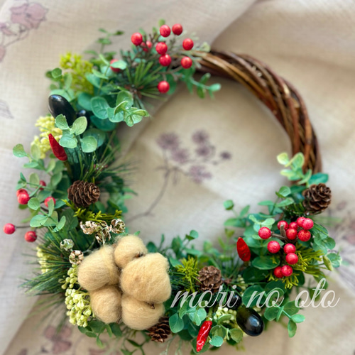 森にひらく 新年の輪 ― hare no oto｜ナチュラルなお正月リース ―迎春