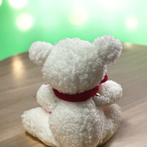 ふわもこ】しろクマのぬいぐるみ 赤いリボンのホワイトベア ぬいぐるみ