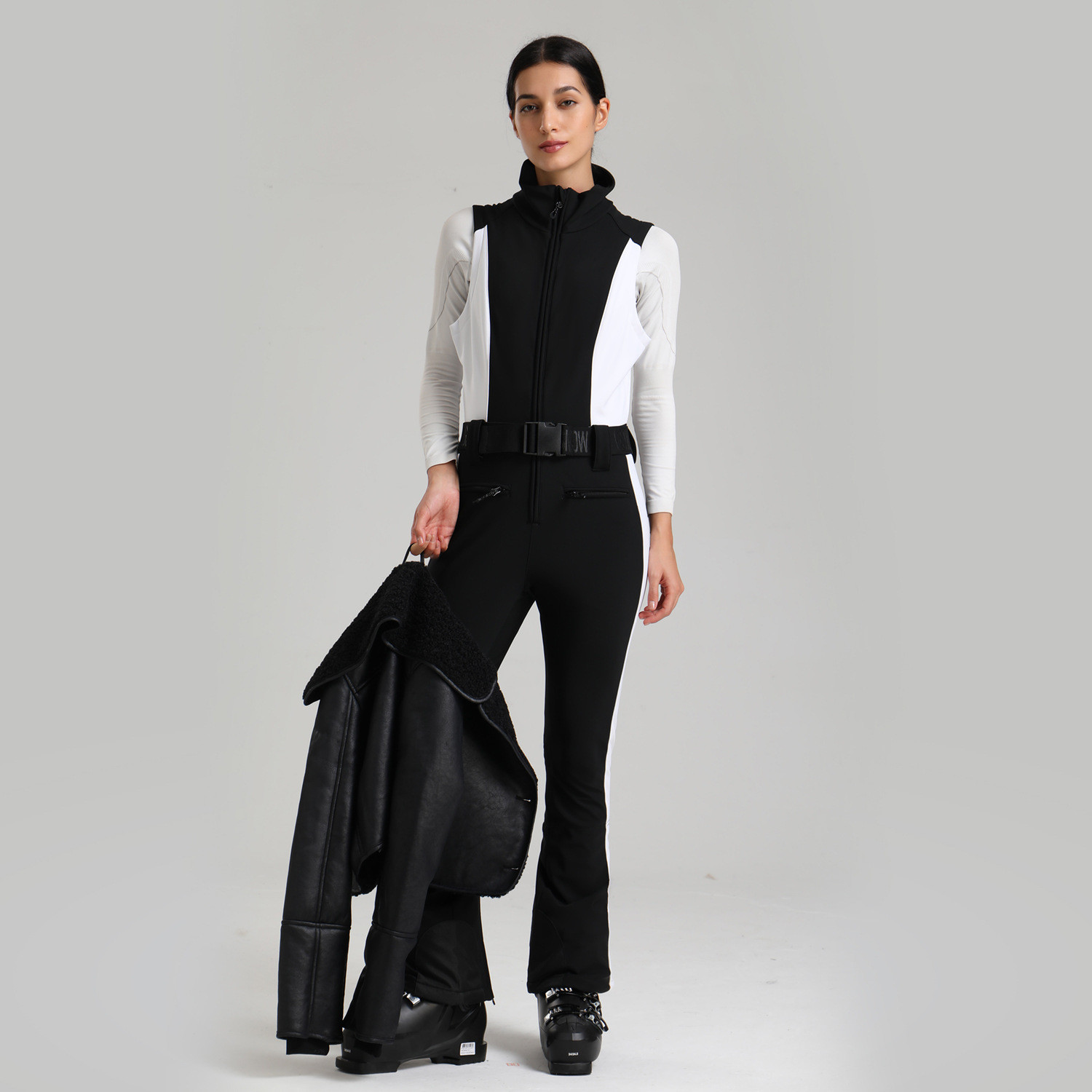 25-26秋冬 スノボウェア つなぎ ツーセット 撥水 スリム レディース オールインワン オーバーオール SN083