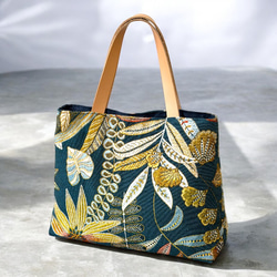 ⚮̈ミナペルホネン choucho dark navy あおり巾着トート 巾着バッグ