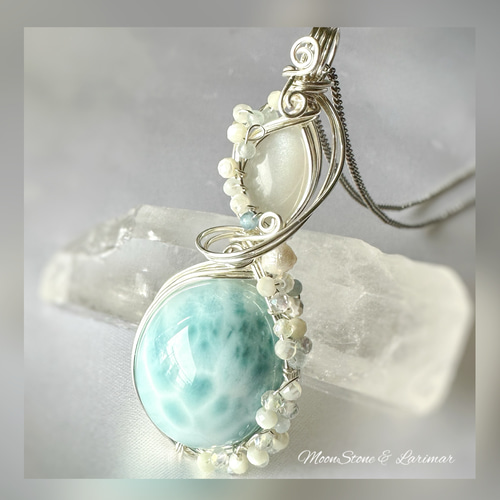 海と月の癒し✴︎ラリマーとムーンストーンのワイヤージュエリー 海と月の癒し✴︎ラリマーとムーンストーンのワイヤージュエリー