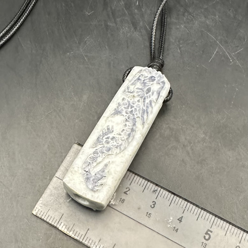 2025.12.17吉祥隻龍スタンプ石笛　糸魚川グレー翡翠 2025.12.17吉祥隻龍スタンプ石笛 糸魚川グレー翡翠 ネックレス