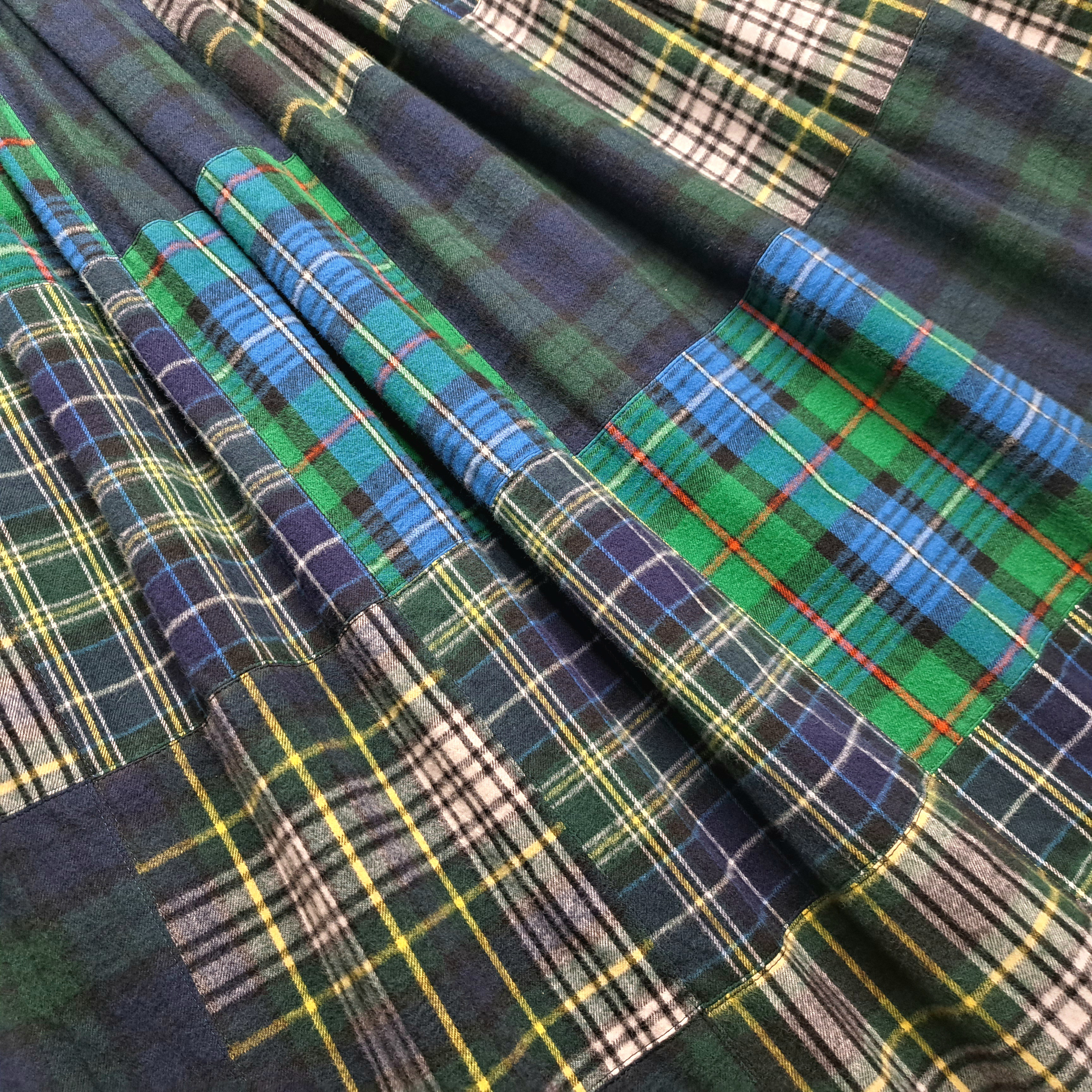 フランネル タータンチェック パッチワーク スカート ネイビーミックス