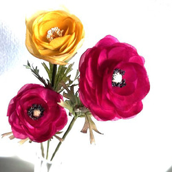 手染め布花 白い風① 薔薇1本 玄関・和洋の空間・お部屋のインテリア