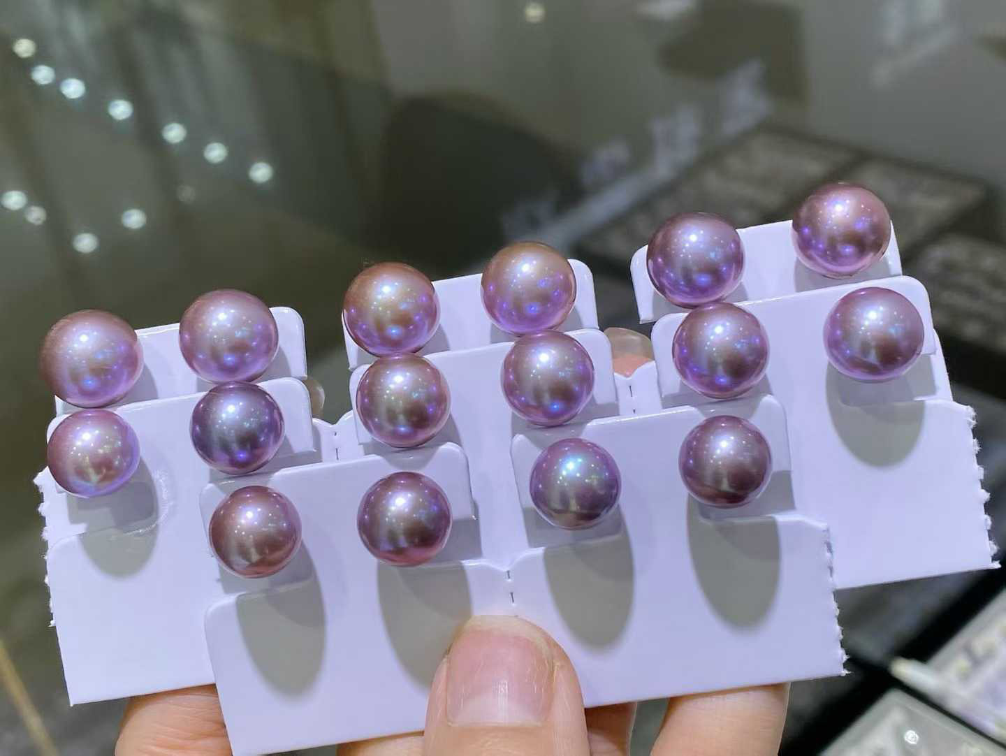 【高級】淡水真珠　パープルピアスk18 5001